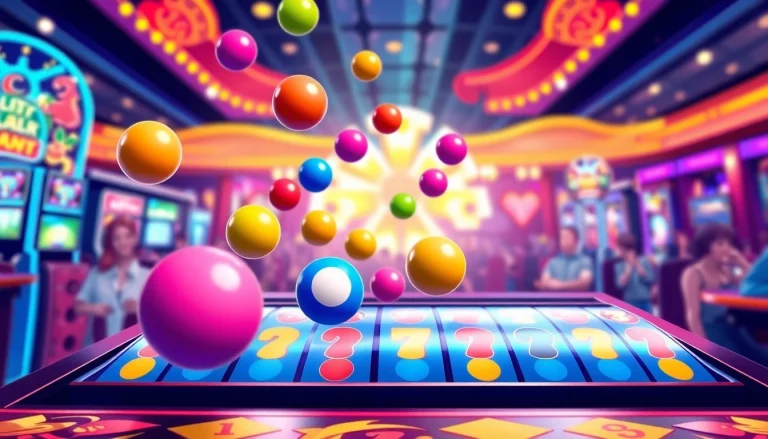 Bermain slot plinko dengan bola berwarna-warni jatuh ke papan, suasana perayaan yang ceria.