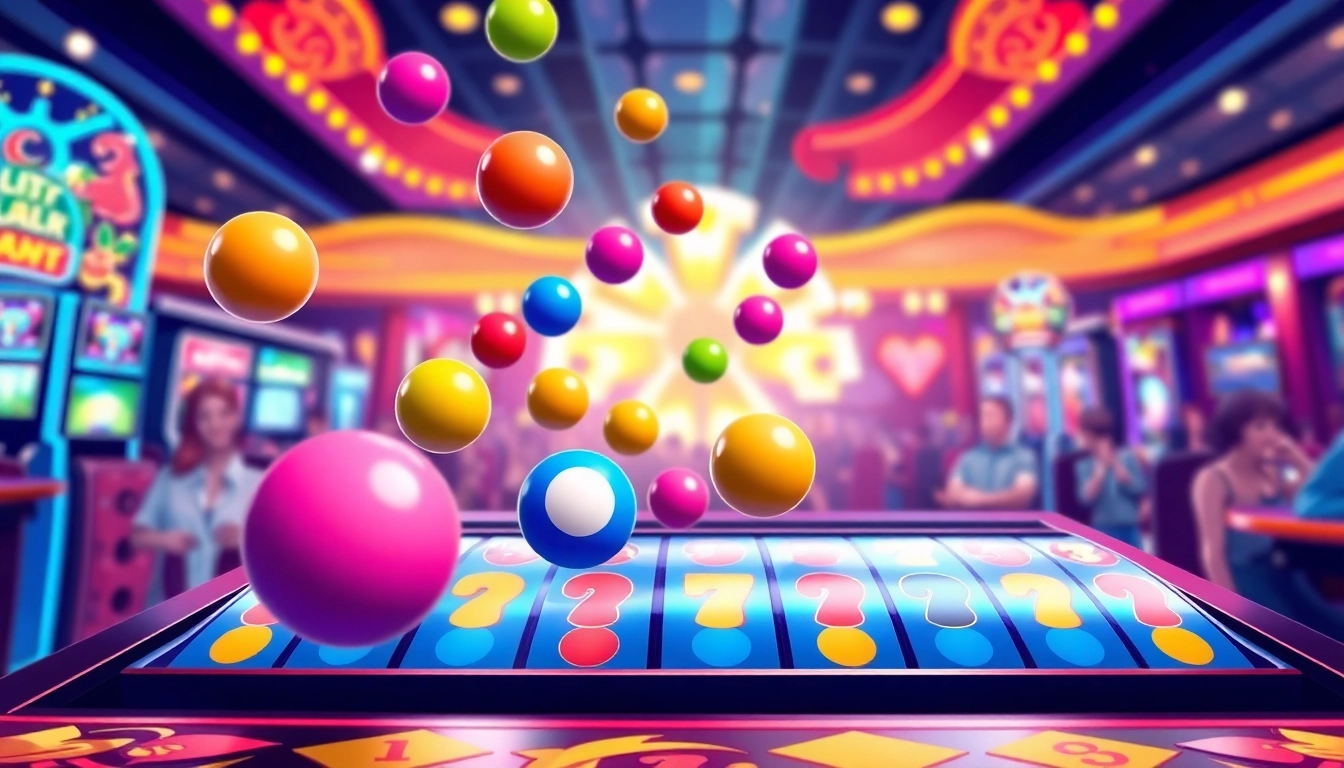 Bermain slot plinko dengan bola berwarna-warni jatuh ke papan, suasana perayaan yang ceria.