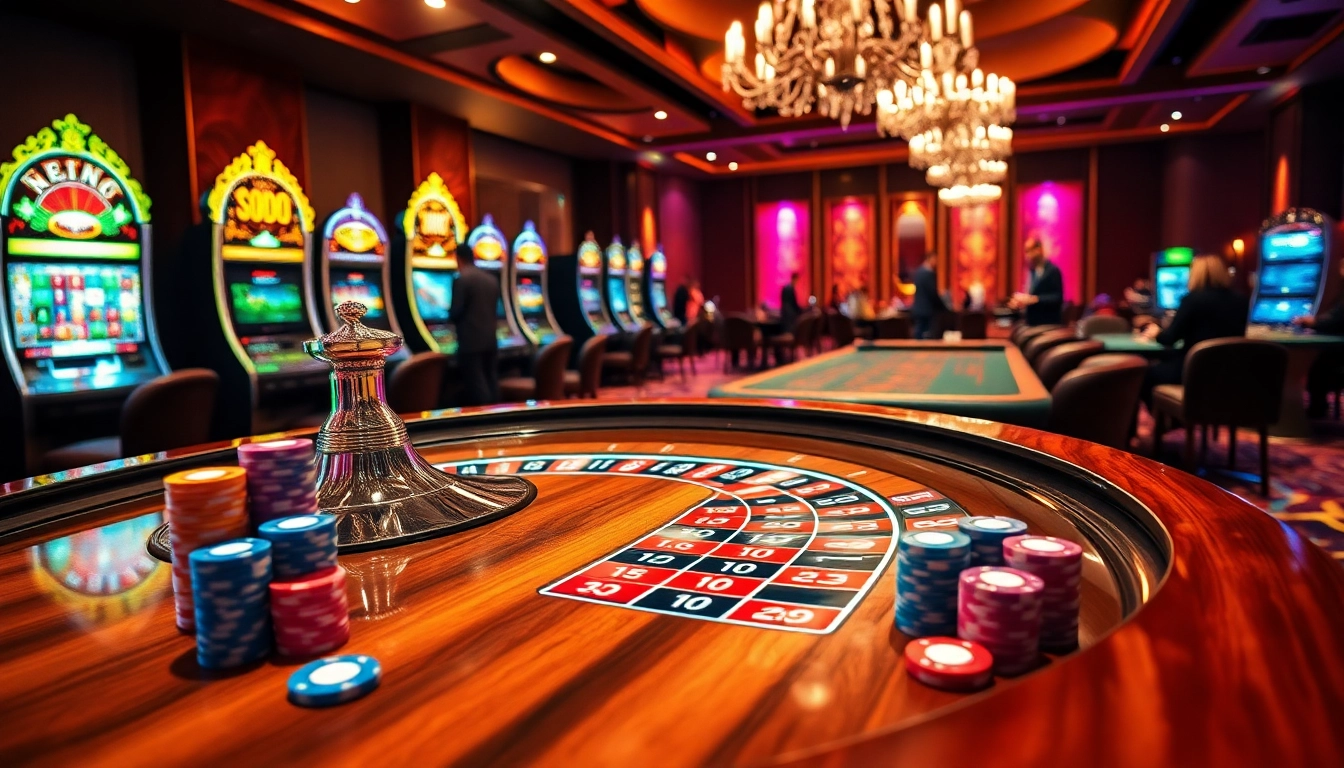 SODO Casino offers a thrilling experience with vibrant roulette and poker tables in a luxurious setting.