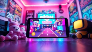Mobile porn game scene showcasing engaging gameplay on a smartphone with colorful graphics.