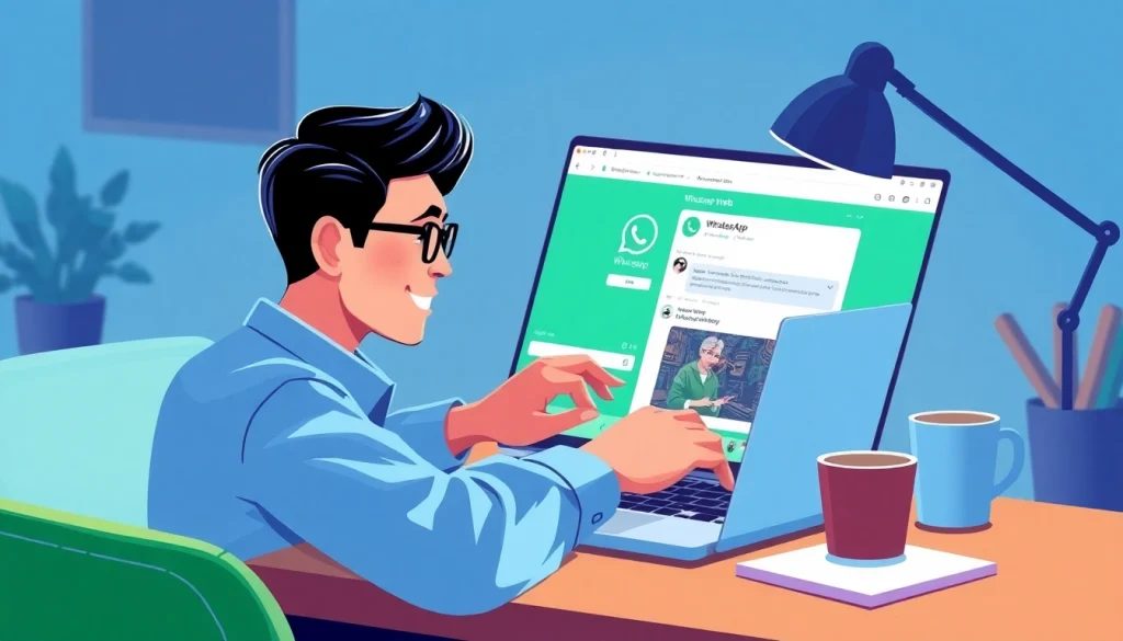 在现代化工作空间的笔记本电脑上探索 WhatsApp Web 的功能