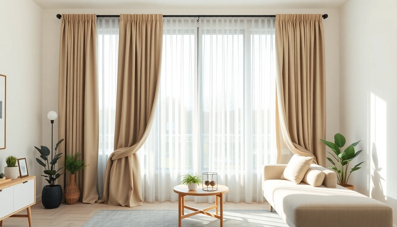 Verduisterende gordijnen in een stijlvolle woonkamer met sfeervol licht.