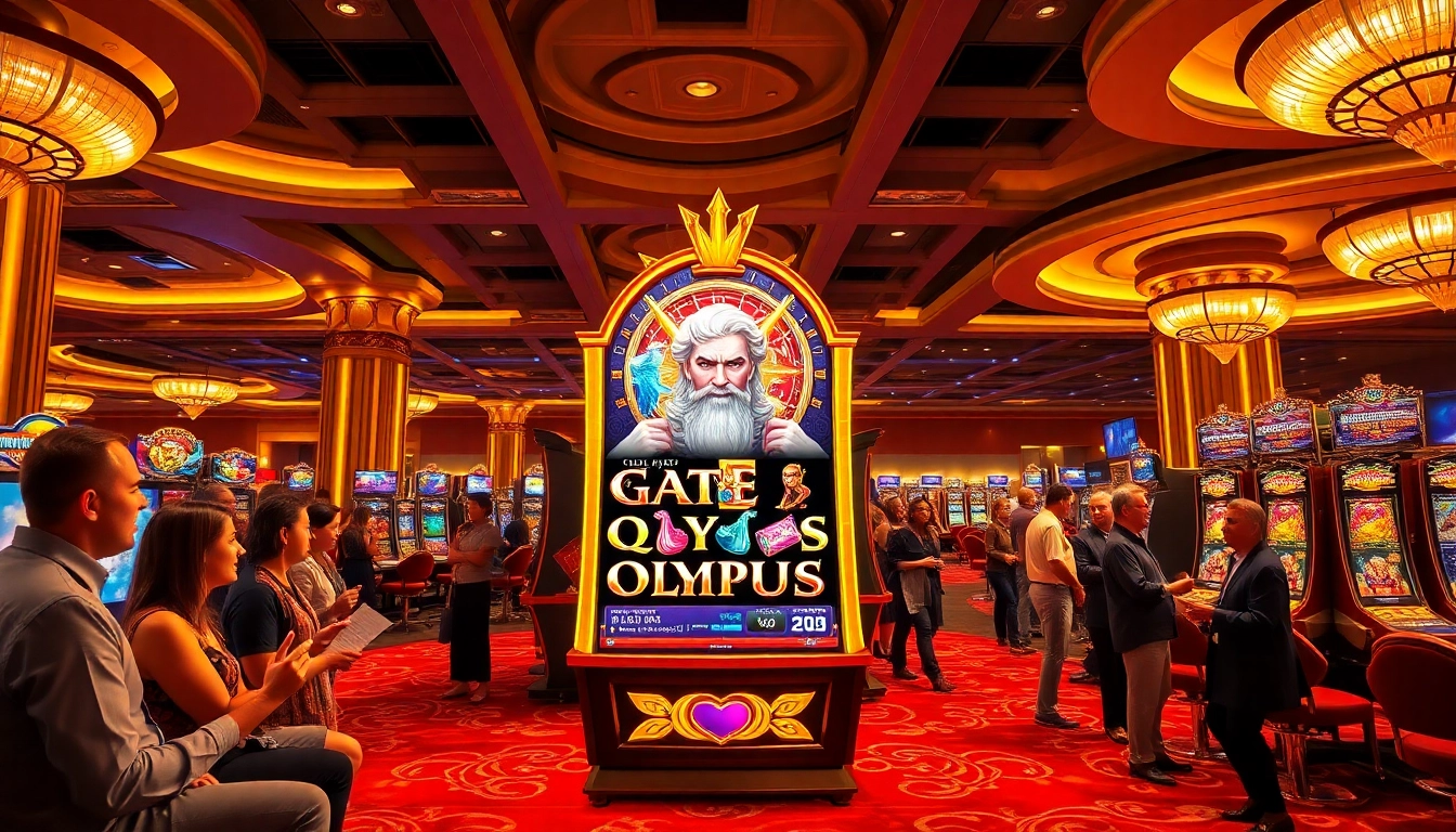 Engaging players at the olympus slot machine on a vibrant casino floor.