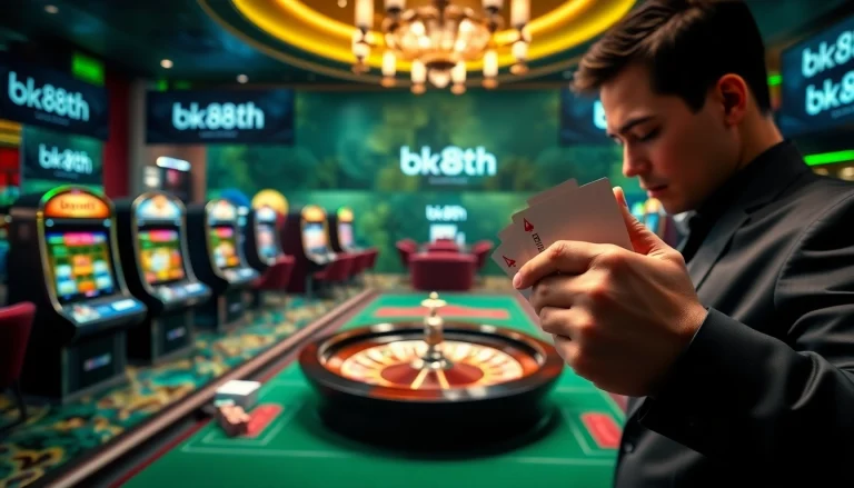 Experience the thrill of gambling at bk8th with vibrant casino visuals and action.