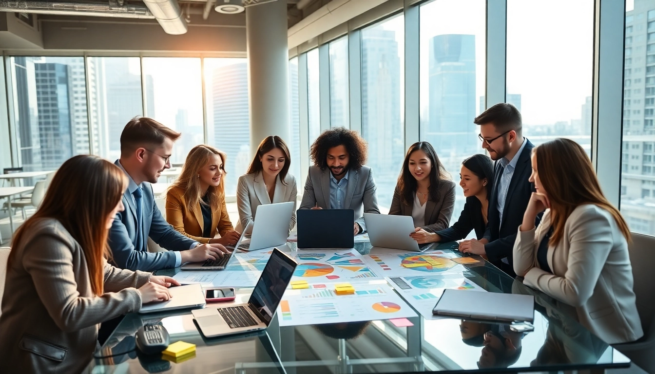 Illustrating growth strategy trends with a collaborative business meeting, showcasing diverse professionals.