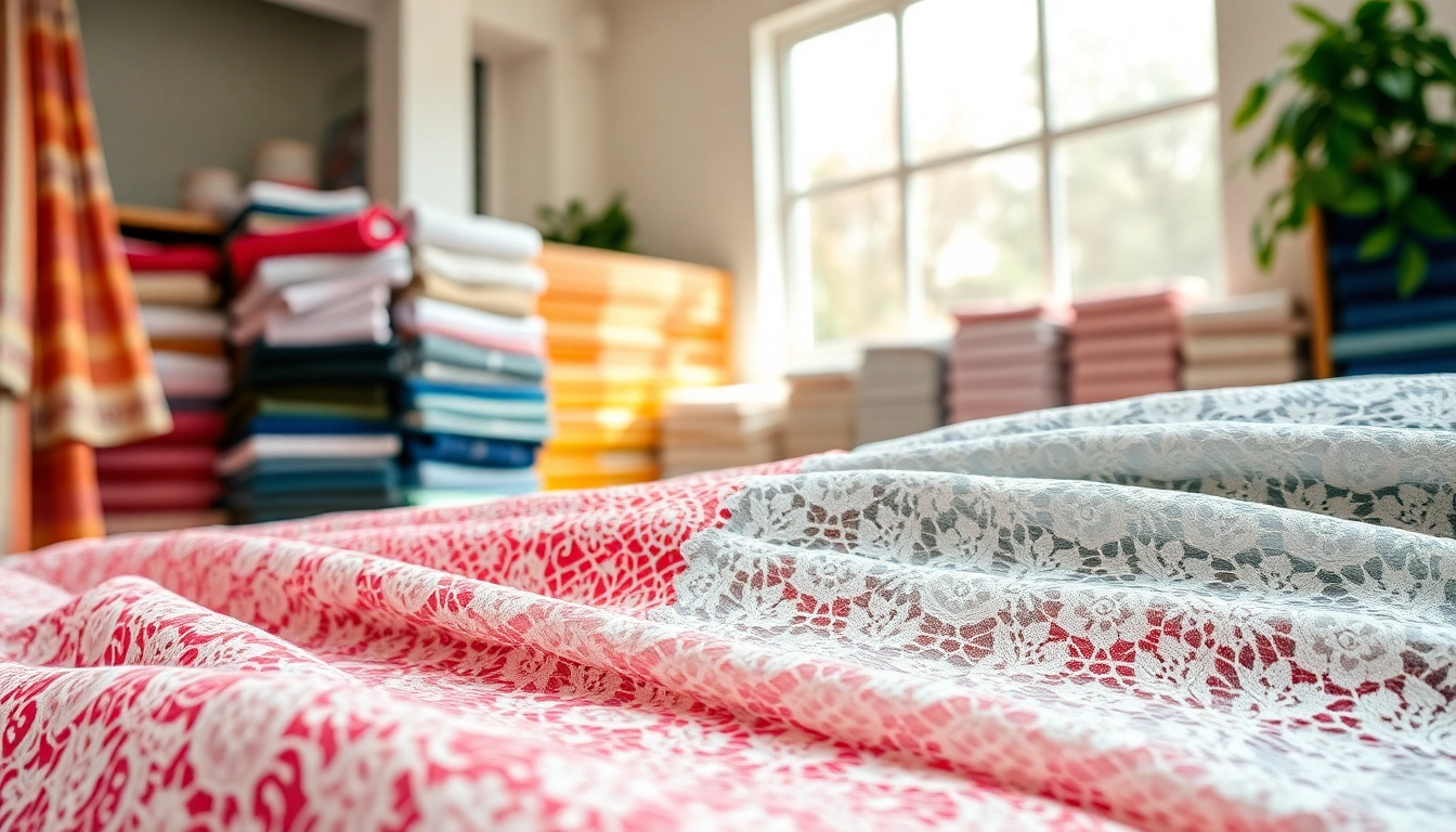 Kant stof kopen met een focus op uniek en elegant kant in een sfeervolle omgeving.