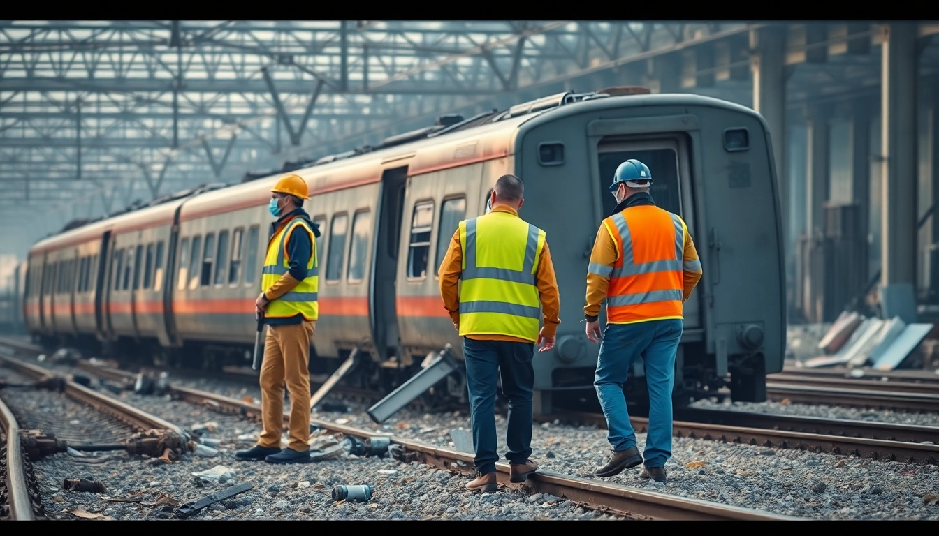 Investigators assessing the scene of a spain train crash, emphasizing safety and urgency.